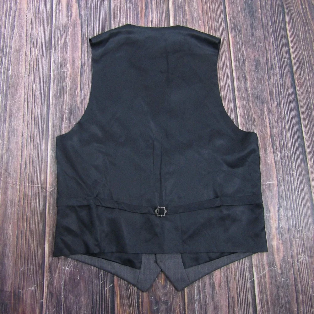 Suit Vest‎ Mens 40 Gray Striped Wool 2 Piece Belted Formal Waistcoat Wedding